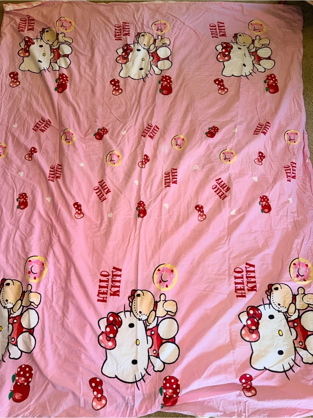 Sanrio Hello Kitty Twin Duvet Cover Reversible Pink Gingham Vintage Y2K Bedding